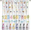 Alphabet Learning Curtain for Kids, Colorful Cartoon Animal Multiplication Table Educational, Classroom Child Printed Rod Pocket Blackout Window Drapes for Bedroom Living Room 63" W X 72" L