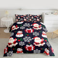 jejeloiu Merry Christmas Comforter Set King Size Xmas Santa Claus Bedding Set for Kids Boys Girls Cute Snowman Duvet Quilt Dark Blue Bedroom Decor