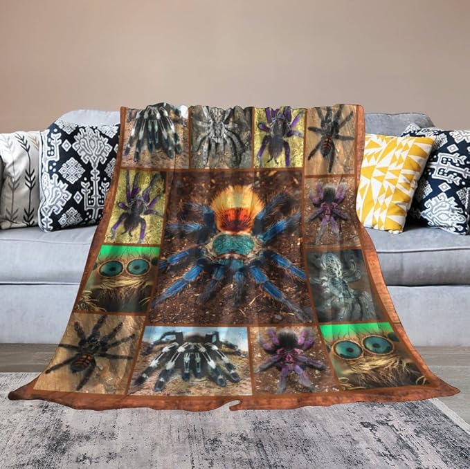 Tarantula Spider Blanket Gifts for Tarantula Lovers Tarantula Throw Blanket for Men Women Kids Adults Soft Warm Cozy Fleece Blanket for Couch Sofa Bed 40"x50"