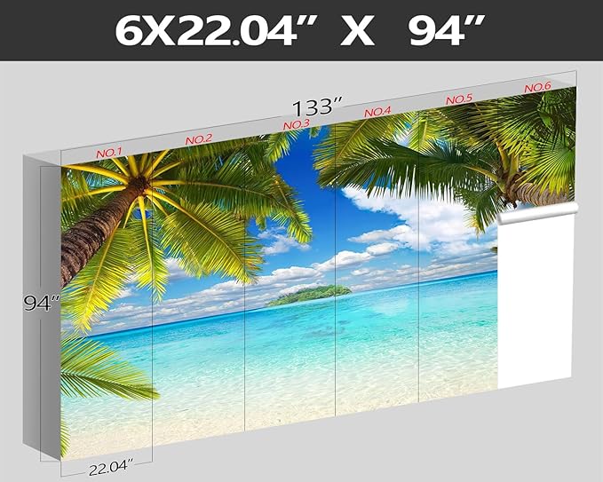 XMPMBM-Beach Palm Tree backsplash Large Decorative Wallpaper Tropical Palm Leaf Bedroom Bathroom Wall Mural- W 132" X H 92"（93 Square Foot）