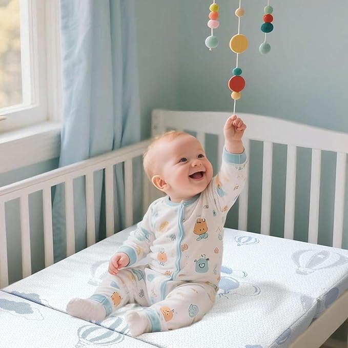 Trifold Pack and Play Mattress - 38"x26" Pack N Play Mattresses Pad with Breathable Removable Cover - Dual-Sided Memory Foam Foldable Portable Baby Crib Mattress