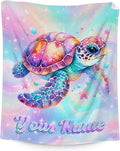 Custom Sea Turtle Throw Blanket - Turtle Blankets Gifts for Kids - Fuzzy Plush Throws Decor for Couch, Sofa