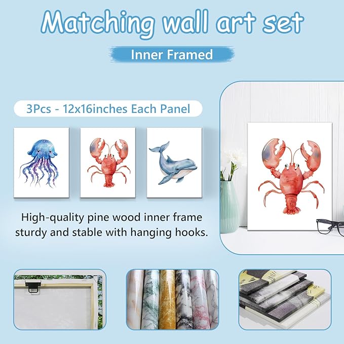 Custom Baby Crib Bedding Set, 5 Pcs Personalized Baby Crib Set with Name, Ocean Animals Design Nursery Bedding Sets, Toddler Bedding Set, Newborn Infant New Parents Customized Gift