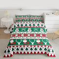Feelyou Merry Christmas Tree Comforter Set Toddler Size Cute Snowman Bedding Set for Kids Boys Girls Santa Claus Duvet Quilt Cartoon Bowknot Bedroom Decor Microfiber 2 Pcs with 1 Pillow Cases