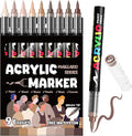 Paint Pens Acrylic Markers - 9 Maillard Series Brush Tip Water Based Marker Pens for Rock Painting, Wood, Ceramic, Glass, Acrylic Paint Markers for Egg Pumpkin
