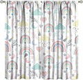 Boho Rainbow Curtains for Kids Nursery Colorful Floral Sun Star Clouds Pastel Bohemian Pattern Print Window Drapes for Girl Bedroom Living Room Kitchen Decor,2 Panel Set,42Wx45H Inch Blackout