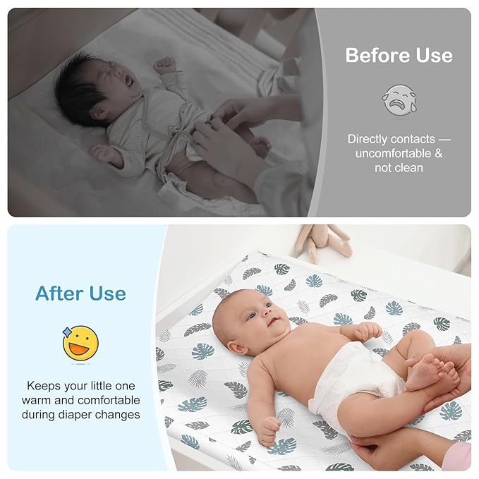 FIOBEE Changing Pad Cover Waterproof 2 Pack Quilted Diaper Change Table Sheets Breathable & Ultra Soft for Newborn Baby Boys Girls Fitted Changer Pads 32"x 16", Blue