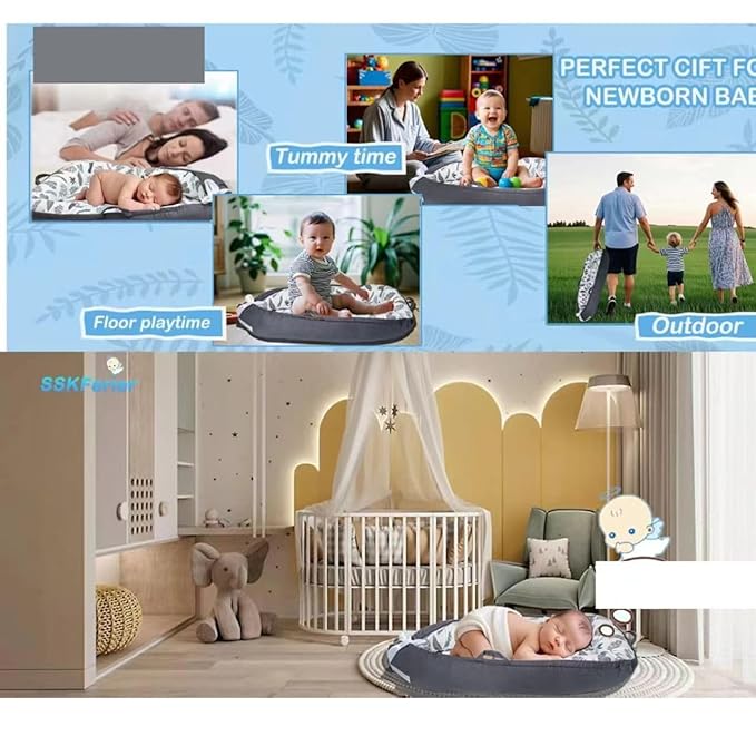 Baby Lounger Cover for Newborn 0-24 Months Soft Baby Nest Cover Organic Breathable Nest Lounger Pillow for Infants
