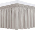 Biscaynebay Wrap Around Bed Skirts for King & Cal King Beds 15" Drop, Camel Grey Adjustable Elastic Dust Ruffles Easy Fit Wrinkle & Fade Resistant Silky Luxurious Fabric Machine Washable
