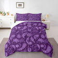 Feelyou Vintage Purple Floral Bedding Set Full Size, Paisley Floral Comforter Set Boho Floral Comforter for Kids Toddler Paisley Duvet Set Microfiber Bed Set