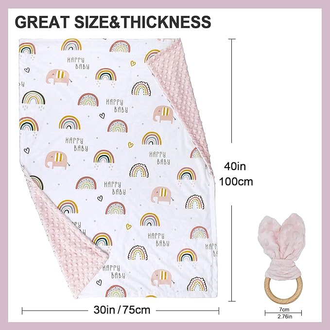 Baby Blankets for Boys Girls Soft Minky Blanket for Newborn Infant Toddler Used for Crib Stroller Nursery (Rainbow)