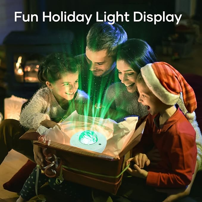 Galaxy Projector for Bedroom, Star Night Light with White Noise & Bluetooth Music, Aurora Remote Control & Timing, Party, Home (White)