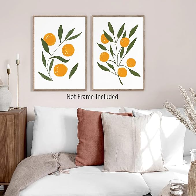 LUHDFYS Colorful Fruit Art Print Abstract Lemon Orange Canvas Painting Watercolor Lemon Canvas Wall Art Boho Watercolour Citrus Fruit Botanical Prints Posters for Kids Room Kitchen Decor Unframed