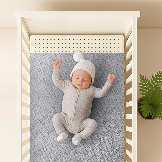 ORGANIC TEXTILES Organic Baby Mattress Topper with Heather Grey Cover - GOLS/GOTS Certified - Breathable, Hypoallergenic, 2" Playard (38"x26")