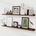 Fun Memories Picture Ledge Shelf, Pine Wood Floating Shelves Set of 2, 55 inch Nursery Book Shelves, Photo Ledge Book Shelves Wall Mounted for Living Room Kids' Room Bedroom - Walnut