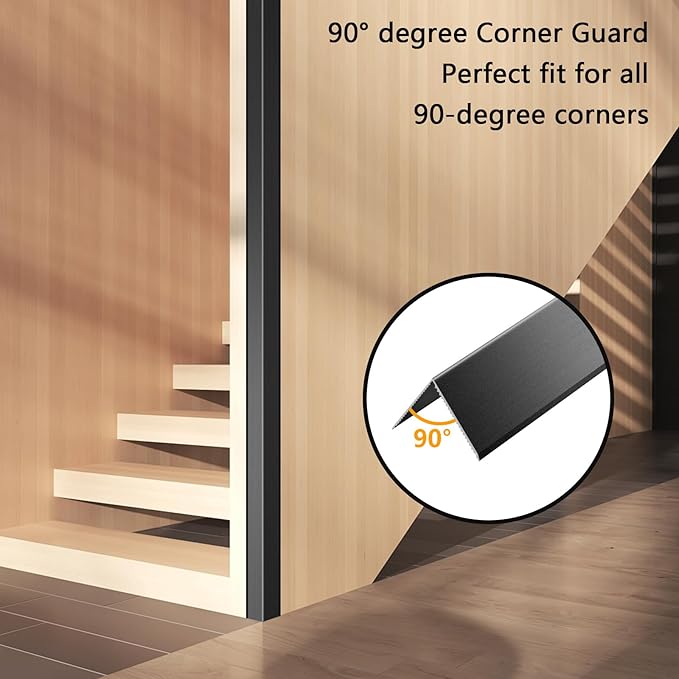 Aluminum Alloy Black Corner Guards Black Wall Corner Protector Wall Corner Protectors with 90° Angle, L Shaped Metal Protectors Guards 19Ga / 0.7mm Thickness (2x2x48 Inch * 10PCS)