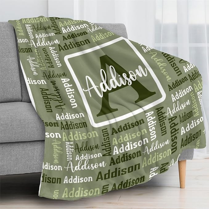 Dr.TOUGH Name Blanket Personalized Blanket for Adult Kids Flannel Customized Personalized Blankets and Throws