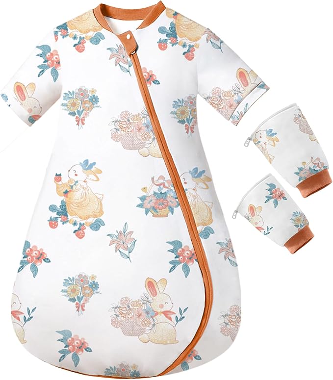 Baby Sleep Sack with Removable Sleeves, Breathable Wearable Blanket for Newborn & Toddler 6-36 Months, Cute Print