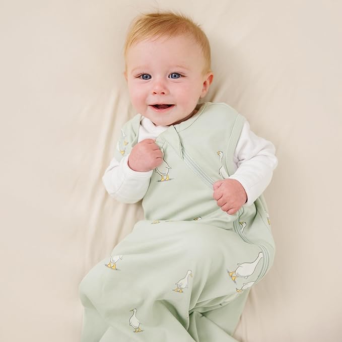 Ecolino Organic Cotton Baby Sleep Sack - 2-Way Zipper Baby Wearable Blanket - Newborn Sleeping Bag Sack - 0-6 Months - Goose