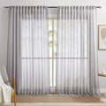 Dreaming Casa Grey Sheer Curtains 102 Inches Long, Rod Pocket & Back Tab Light Filtering Textured Sheers for Living Room Bedroom, 2 Panels, Each 100" W x 102" L