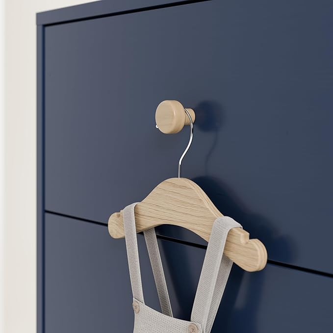 Storkcraft California 6 Drawer Double Dresser (Midnight Blue with Driftwood) – GREENGUARD Gold Certified, Spacious Storage Organizer for Kids’ Room, Safety Interlocking Drawer System