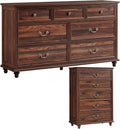 Bedroom Dresser Sets, 54" Wide 7 Drawers Dresser and 45" Tall 5 Drawers Dresser, Wooden 2 Piece Bedroom Furniture Set, Chest of Drawer for Bedroom, Home, Living Room, Hallway, Brown