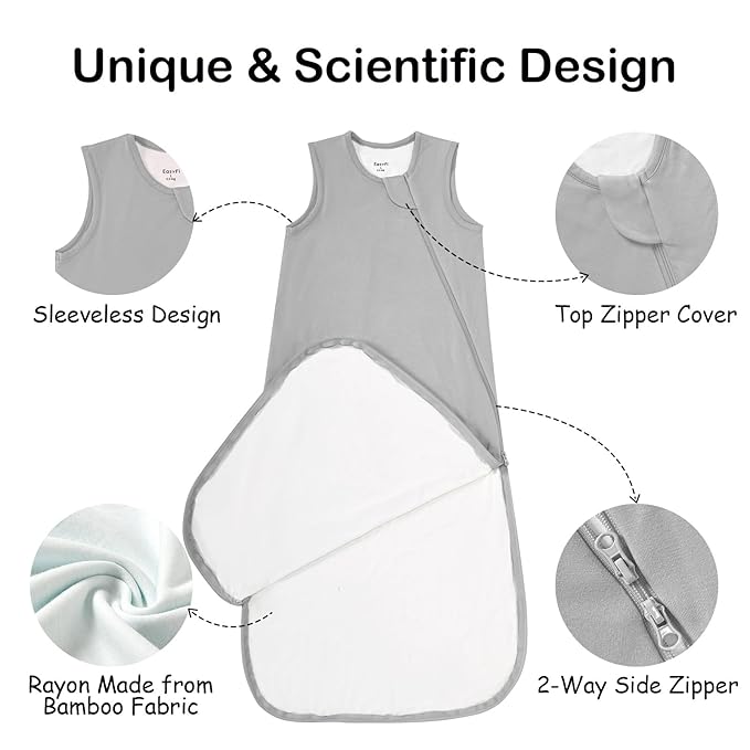 Supersoft Rayon Made from Bamboo Sleep Sack 6-12 Months 0.5 Tog Lightweight Toddler Sleep Sack Baby Wearable Blanket with 2-Way Zipper Summer Unisex Sleeping Bag for Babies (2 Pack) Pink & Gray