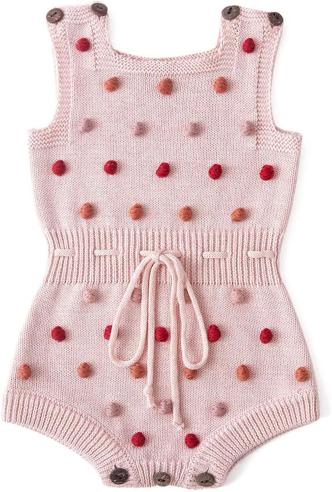 Simplee kids Baby Girl Knit Romper Fall Sleeveless Pompoms Rompers Newborn Little Girl Overall Jumpsuit Outfits