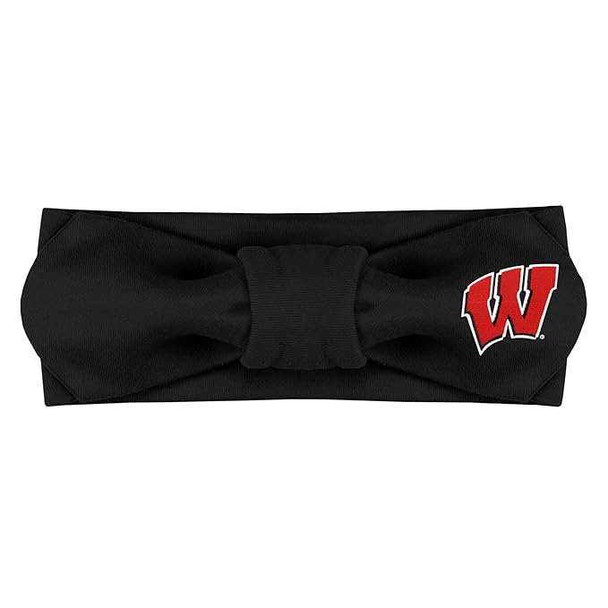 Creative Knitwear Wisconsin Badgers Infant Girls Black Solid Hair Knot Headband Embroidered Logo - Size Newborn - 4T