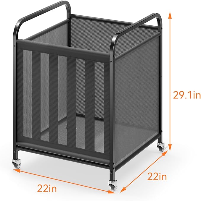 niffgaff Large Rolling Ball Storage Cart – Metal Ball Bin with Lockable Wheels and Elastic Straps, Holds Basketballs, Soccer Balls, Toys and Sports Equipment, Indoor & Outdoor Organizer – Black