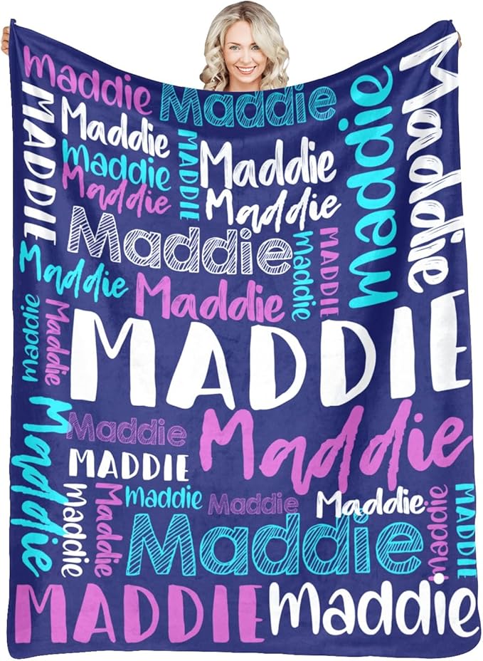 Dr.TOUGH Personalized Blankets with Name Customized Baby Blankets for Girls Boys Adults Monogrammed Blankets and Throws Christmas Birthday Mothers Fathers Valentines Day Gift (Yellow,60''×80'')