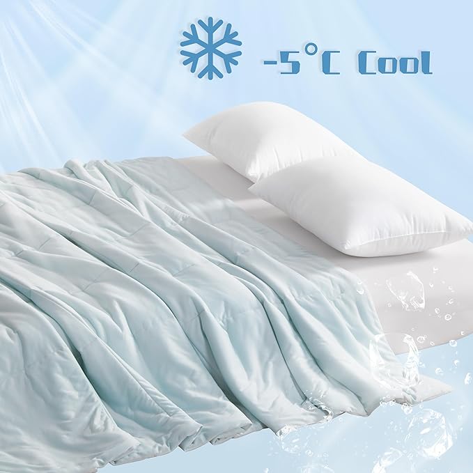 NTBAY Cooling Blanket King, 104x90 Inches - Lightweight Summer Bed Blanket for Hot Sleepers, Japanese Double-Sided Q-Max 0.45 Cooling Fabric, Aqua