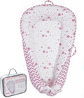 Baby Lounger | Organic Cotton Infant Lounger | Reversible, Adjustable & Portable Floor Lounger | Supervised Use | Soft, Breathable, Washable Cover - Star Collection (Pink)