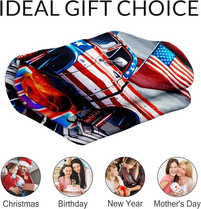 Personalized Kids Blanket for Gifts - 30" x 40" Inches Plush Truck Blanket for Boys - Lightweight Soft Throws for Couch, Office