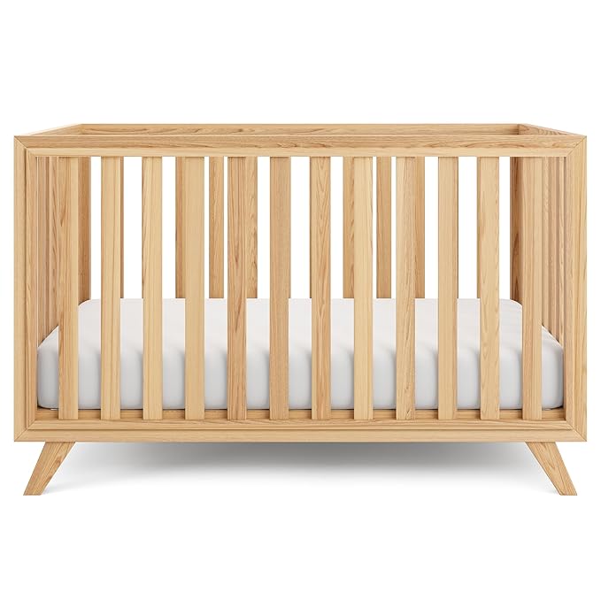 Comfy Cubs Baby Crib for 0 to 3 Years - Adjustable Mattress Height, Natural Wooden Crib for Baby, Elegant Nursery Furniture, Designed in The US - 80 lbs Capacity Nursery Bed - Natural Wood