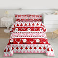 Feelyou Merry Christmas Tree Kids Comforter Set Full Size Cute Snowman Bedding Set Santa Claus Duvet Quilt for Kids Boys Girls Bedroom Cartoon Bowknot Decor Microfiber Ultra Soft Breathable
