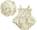 Mubineo Baby Girl Clothes Summer Dress Cotton Linen Romper Sleeveless Smocked Rompers Sun Dress Hat Skirt Boho Outfits