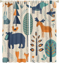 Kids Forest Animal Curtains, Rustic Cartoon Cute Wild Animal Window Treatments Woodland Safari Animal Fox Deer Bear Window Drapes for Girls Boys Nursery Toddler Bedroom 42x63in