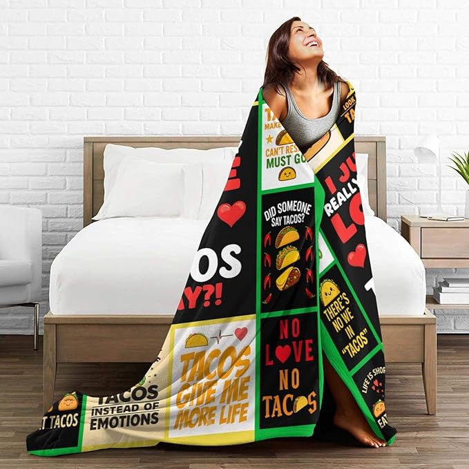 Taco Fleece Blanket Just a Girl Who Loves Tacos Throw Blankets for Girls Women Super Soft Warm Flannel Cartoon Food Throws Gifts for Kids Cozy Fuzzy Plush Stuffed Couch Bed Bedding Decor 50"x40"