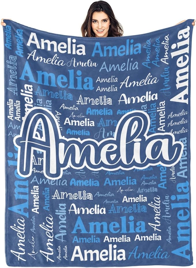 Dr.TOUGH Personalized Blanket for Adult Kids with Name Customized Blankets Personalized Throw Blanket for Christmas Birthday Gifts