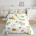 Feelyou Kids Safari Animal Bedding Set Twin, Nursery Baby Boy Cartoon Lion Jungle Comforter Set Woodland Forest Wildlife Comforter for Kids Boys Girls Kawaii Flamingo Duvet Set 2Pcs
