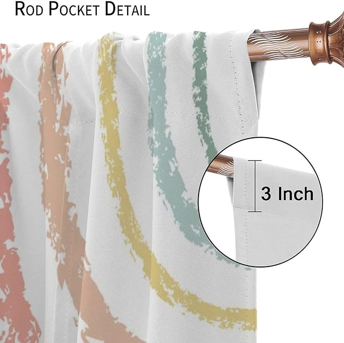 Kids Alphabet Curtain, Funny Cartoon Animal Rainbow Learning, Educational Boys Girls Children Printed Rod Pocket Blackout Window Treatments for Bedroom Living Room Nursery 42" W X 45" L