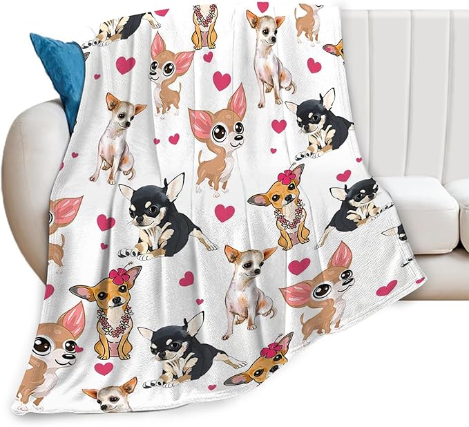 Tijuboni Chihuahua Throw Blanket Dog Gifts for Girls Boys Women Men Kids Adults Soft Flannel Fleece Blanket for Couch Sofa Bed Home Decor 50"x60"
