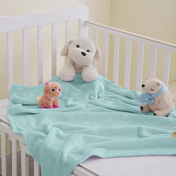 Soft Cozy Fleece Baby Blanket Animal Pattern Soft Cozy Fluffy Plush Receiving Blanket for Newborn Infant Toddler, Warm Crib Stroller Blanket for Boys Girls, 30"x40", Green