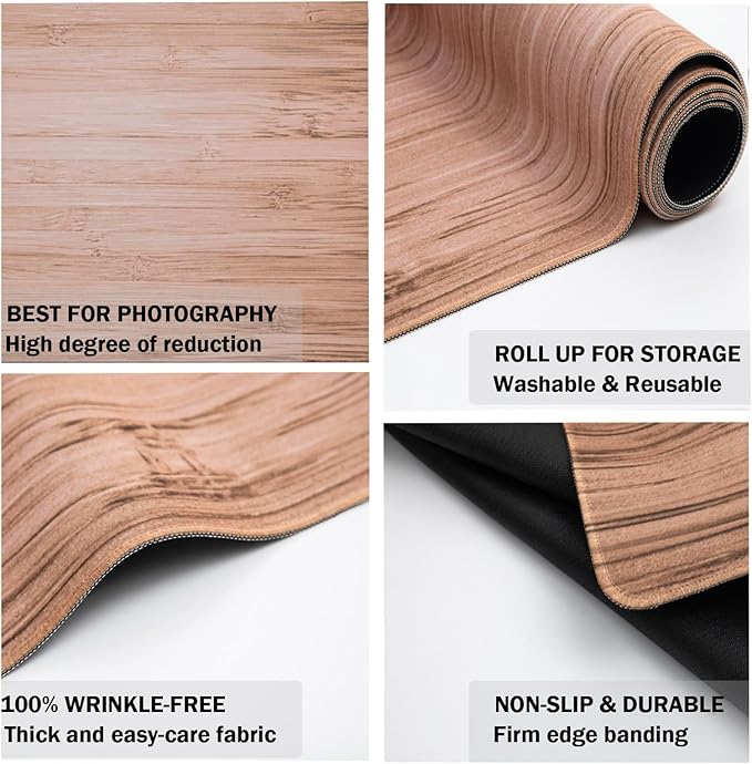 Kate Photography Floor Mats Light Brown Wood Flooring Backdrop Newborn Photography Props Wooden Rubber Mat for Professional Photographers Studio 8x5ft
