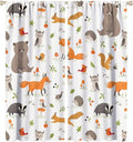 Forest Animal Curtains for Kids, Cartoon Safari Woodland Animals Window Treatments Cute Wild Jungle Bear Fox Deer Bear Window Drapes for Girls Boys Nursery Toddler Bedroom 52x84in