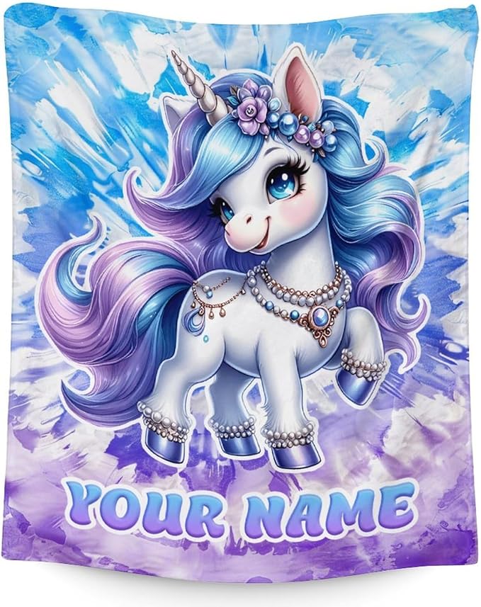 Personalized Unicorn Blanket for Girls 4-6 - 40" x 50" Inches Kids Blankets Gifts for Girls - 40" x 50" Cozy Furry Plush Throws for Couch, Sofa & Chair