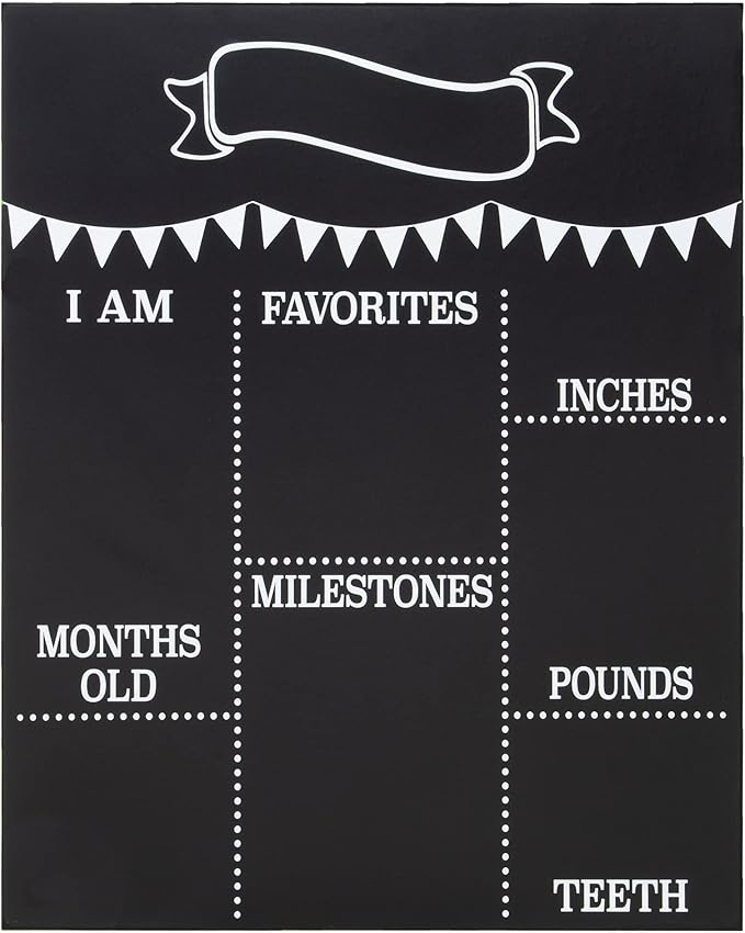 JennyGems Baby Milestone Chalkboard, Baby Monthly Milestones Photo Prop Board, 11.5x14.5 Inch Reusable Chalkboard Sign, Baby's First Year