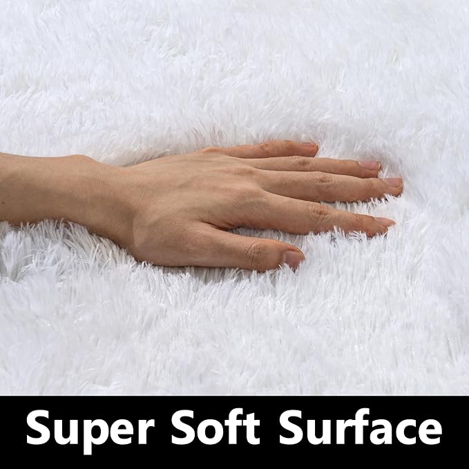 Fluffy 2x3 Rug - Small Rugs for Bedroom - Height Pile 1.4" Plush Rug - Fuzzy Throw Rugs Carpet for Bedroom - White
