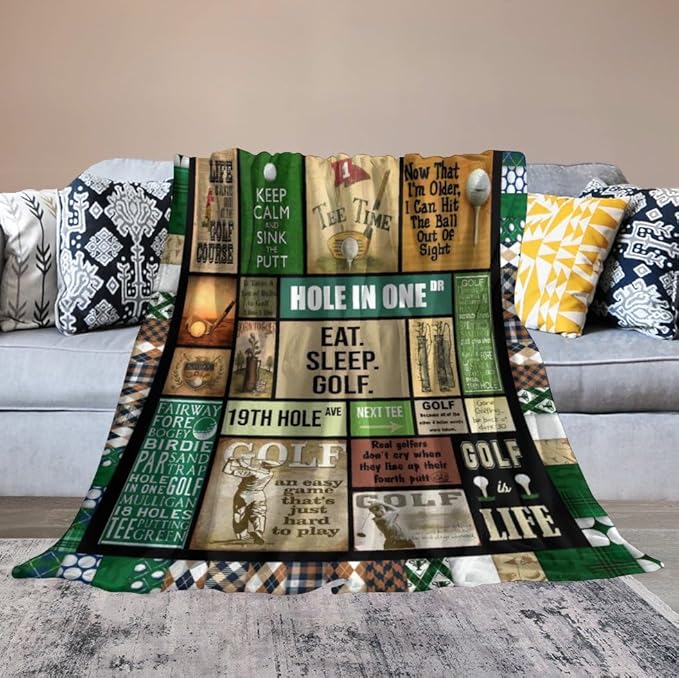 Golf Blanket Gifts for Golf Lovers Golf Throw Blanket for Women Men Adults Soft Warm Cozy Fleece Blanket for Couch Sofa Bed 50"x60"